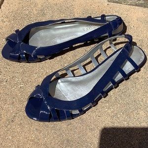 Navy patent leather sandals from Talbots